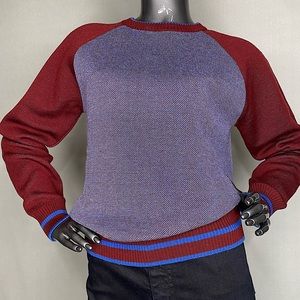 SUNO Maroon Red And Blue Knit Sweater
